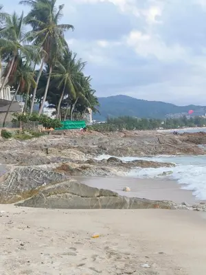 a sandy beach with palm trees and the ocean at KALIM RESIDENCE UNIT 133 VUE MER in Patong Beach