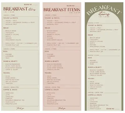 four pages of a menu for a restaurant at Casa Solana Patong in Patong Beach