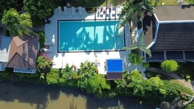 an overhead view of a swimming pool in a house at Serenity Lakeside Resort in Kathu