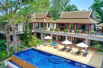 an aerial view of a house with a swimming pool at Villa Horizon in Phuket Town