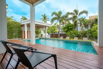 a view of the pool from the deck of a villa at Villa Autjima krabi /3BRD in Ban Khlong Haeng