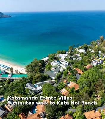 an aerial view of a resort near the ocean at Katamanda villa Sooksan Near Kata Noi Beach in Kata Beach