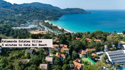 a view of a resort with a beach and the ocean at Katamanda - Villa Katamalee Private Pool near Kata Noi Beach in Kata Beach