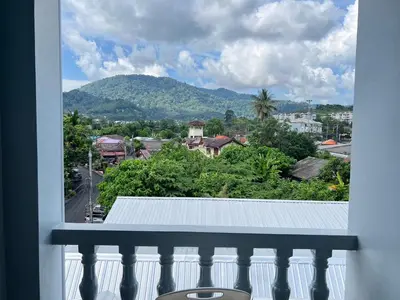 a view from a window of a city at AB House in Kathu