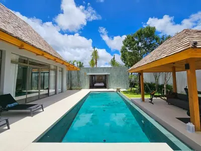 a swimming pool in the backyard of a house at Private pool villa 3 Bed, 3 Bath near airport in Phuket Town