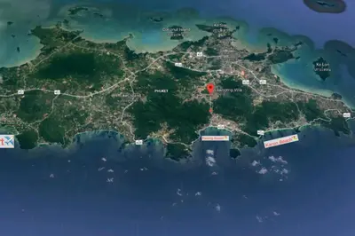 a map of the philippines with a red marker at Classic Thai style Cozy Villa fancy pool+garden in Patong Beach