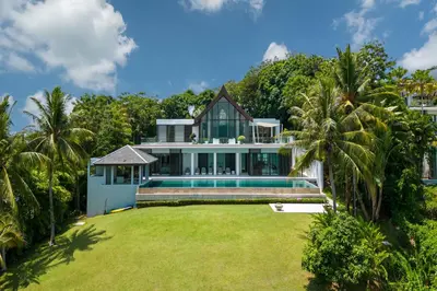 an aerial view of a house with a large yard at Full Seaview 5BR Villa Serenity, Elite Living at Cape Yamu in Ban Bang La
