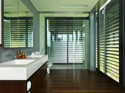 a bathroom with a sink and a large window at Villa Amanzi Kamala by Elite Havens in Kamala Beach