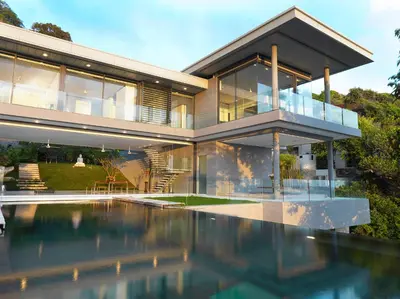 a house with a pool in front of it at Villa Amanzi Kamala by Elite Havens in Kamala Beach