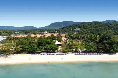 an aerial view of a beach with a group of people at Blue Bay Resort - Access to Pool and Beach-Phuket & Krabi in Ko Yao Yai