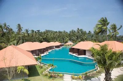 an aerial view of a resort with a swimming pool at Blue Bay Resort - Access to Pool and Beach-Phuket & Krabi in Ko Yao Yai
