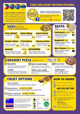 a flyer for a fast food restaurant with prices at The Great @Patong Hotel in Patong Beach