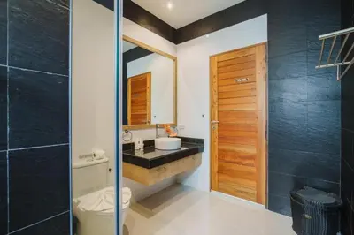 a bathroom with a sink and a toilet and a shower at Zen Private Pool Villa Little Paradise in Rawai Beach