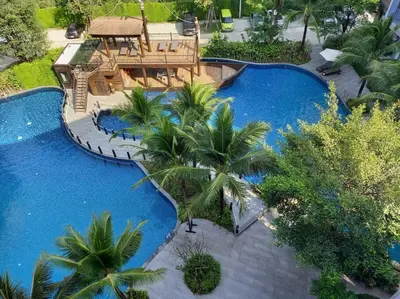 an aerial view of a resort with a swimming pool at B6 НОВАЯ на БАССЕЙН ВАТСАП669З582I976 in Nai Yang Beach