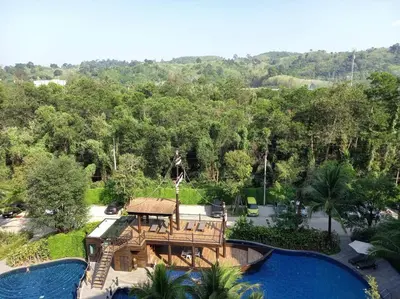 an aerial view of a resort with a pool at B6 НОВАЯ на БАССЕЙН ВАТСАП669З582I976 in Nai Yang Beach