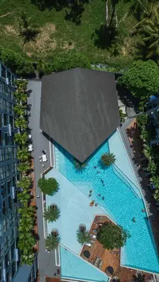an overhead view of a large swimming pool at Modern Condo in Boutique Style Resort CGB4 in Phuket Town