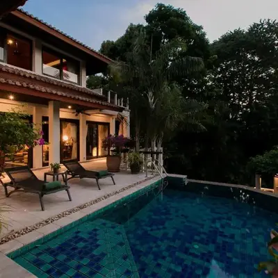 Katamanda Villa Chanti pool with gardens near Kata beach