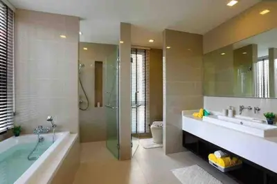 a bathroom with a tub and a sink and a shower at Big Lucky home in Laguna park in Bang Tao Beach