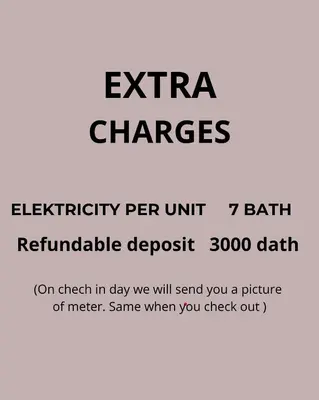 a sign that reads extra charges electricity per bath refordable depots at Nai Harn beach Villa 2 bdr in Rawai Beach