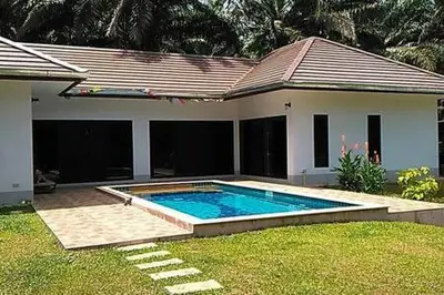 a small swimming pool in front of a house at Wow !! Super Cool !! Jungle View Pool Villa !! Krabi - Thailand in Krabi town