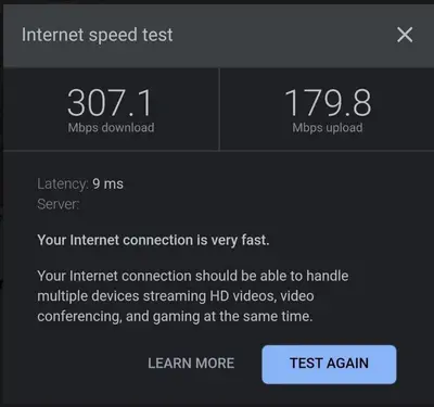 a screenshot of a cell phone with an internet speed test at 360* Ultimate Penthouse Entire TOP FLOOR and RESORT with GREAT AMENITIES in Kamala Beach