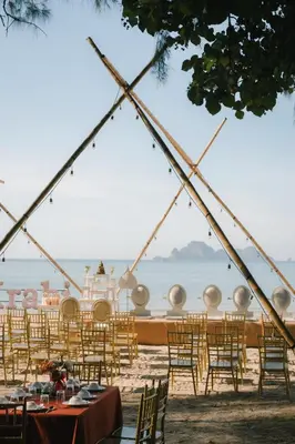 a set up for a wedding on the beach at Long Beach Club Krabi in Ban Nong Thale