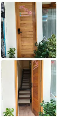a wooden door with a run for rent sign on it at Bonanza Patong Beach1 100m to Beach Sun Room in Patong Beach