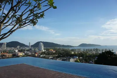 a view of the city from a swimming pool at Sea view apartment at The Unity by Lofty in Patong Beach