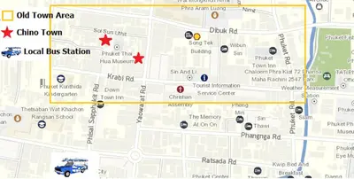 a map of the local bus station at Chino Town Gallery Alley - SHA Plus in Phuket Town