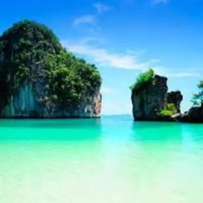 a large island in the water with trees on it at XX GO INN Aonang Beach โกอินน์ หาดอ่าวนาง in Ban Khlong Haeng