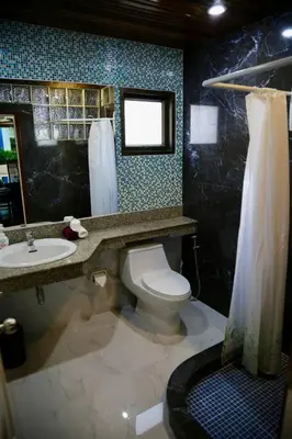 a bathroom with a toilet and a sink and a shower at 4-5 bedroom Villa At Kamala Beach, Pool in Kamala Beach