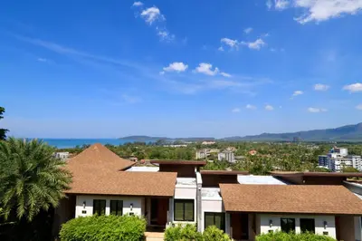 a view of a house with a roof at 208 Ao Nang, Private Sea View Pool Villa in Krabi town