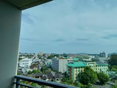 a view of a city from a balcony at Condo 1 bed in Phuket City Center 8th Floor in Ban Rangeng