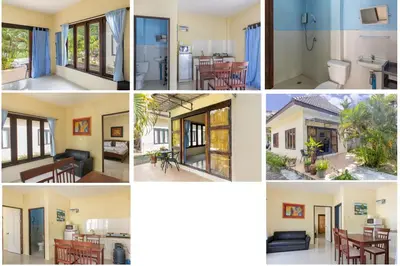 a collage of photos of a house at Absolute calm for long sleepers and others in Kamala Beach