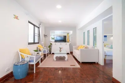 a living room with a couch and a tv at Bangla Patong Pool Villas with 4 Villas different designs choose fro, photo before Book in Patong Beach