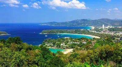 an aerial view of the islands in the ocean at Triple Rund Place Hotel in Patong Beach