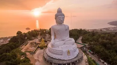an aerial view of a large statue of a buddha at OYO 422 Jane Homestay and Resort in Ban Kata