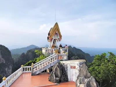 a small building on top of a mountain at Stunning sea view apartment with pool in Ao Nang Beach
