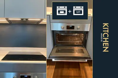 a kitchen with an oven with its door open at Luxury Apartment at a Bargain in Kamala Beach