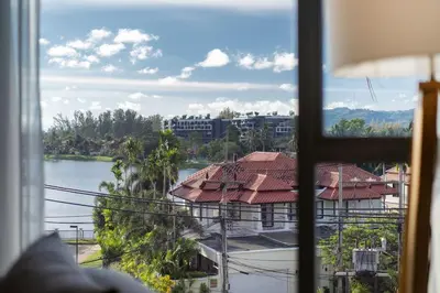 a view of a river from a window at New 1 br studio in Laguna Phuket in Phuket Town