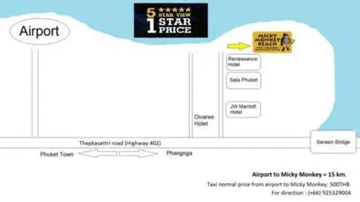 a diagram of a star page with a star place at Micky Monkey Beach Hotel Phuket Maikhao Thailand in Mai Khao Beach