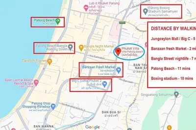 a map showing the locations of the proposed changes to the park at Private apartment at Phuket Villa Condo in Patong Beach