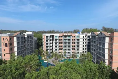 an aerial view of some apartment buildings at Cozy Studio Apartment at Naiyang Beach G507 in Phuket Town