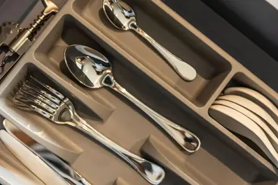 a tray with silver utensils sitting on a table at Nicest Condo in City gate Kamala 6km Patong #c118 in Kamala Beach