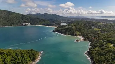 an aerial view of a beach and a body of water at Luxury Pool Villa in Nai Harn - Villa Solana in Rawai Beach