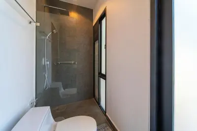a bathroom with a toilet and a shower at BangT-ao 3-bedroom modern minimalist luxury style private pool holiday villa gym quiet community in Bang Tao Beach