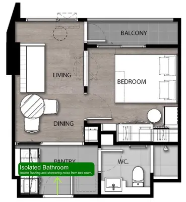 a floor plan of a house at PHYLL Condo Private Beach Vibes at Central Phuket 1 BR Unique Garden View in Ban Rangeng