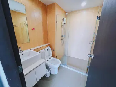 a bathroom with a sink and a toilet and a shower at 47near Shopping Malls and Naka night market in Phuket Town