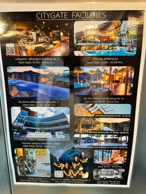a collage of pictures of a cityscape facilities at 1BDR 2 Pools on the roof 500m to beach 3 Bars in Kamala Beach