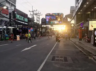 a city street with people walking on the street at Absolute bangla suites 65 sqm with Jacuzzi in Patong Beach